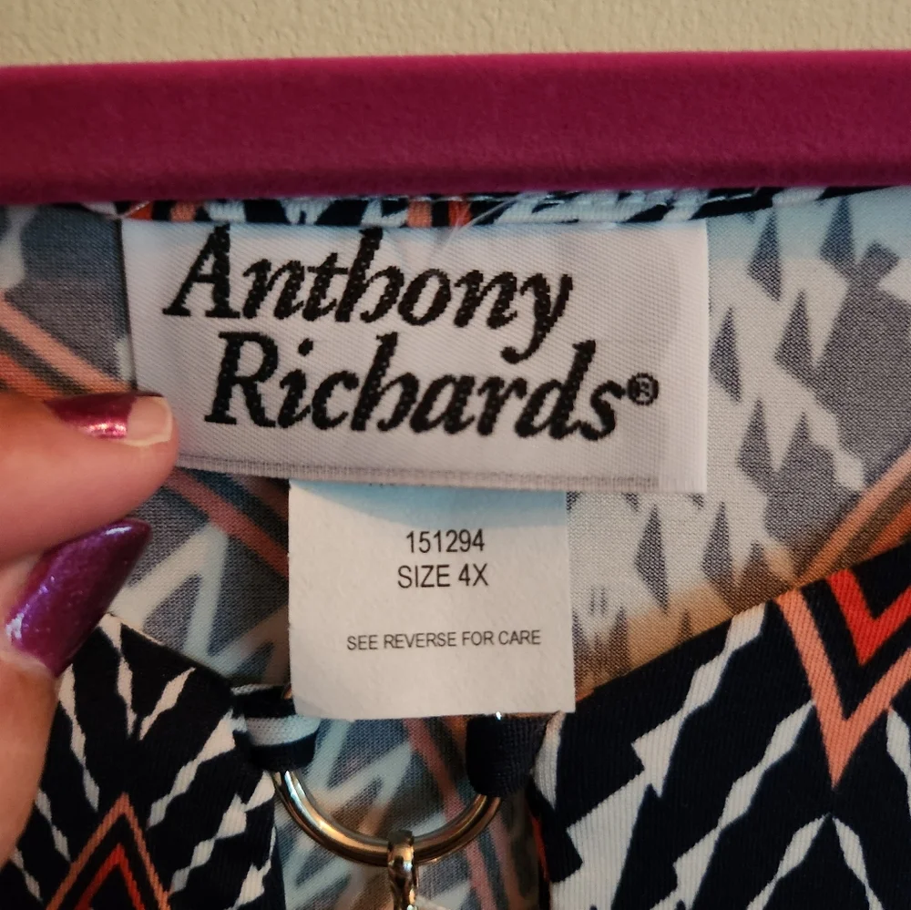 Anthony Richards Womens Plus Size Knee Length Midi Dress Geometric 4X New